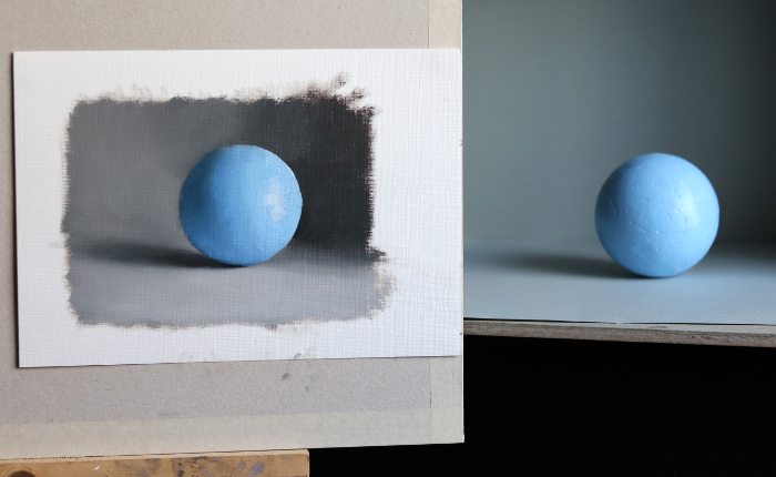 Beginner painter here. Tried to paint a simple sphere with black and white  acrylic paint. Barely know anything about painting like blending and such.  How can I improve? : r/learnart